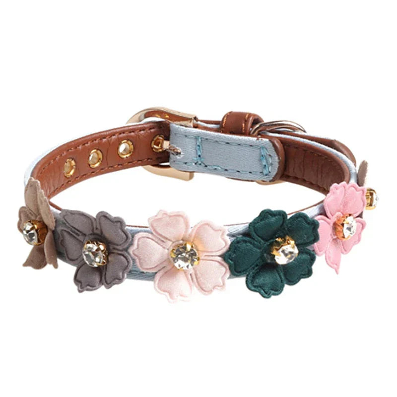 Paws & Claws Dog Flower Collar with Shiny Diamonds
