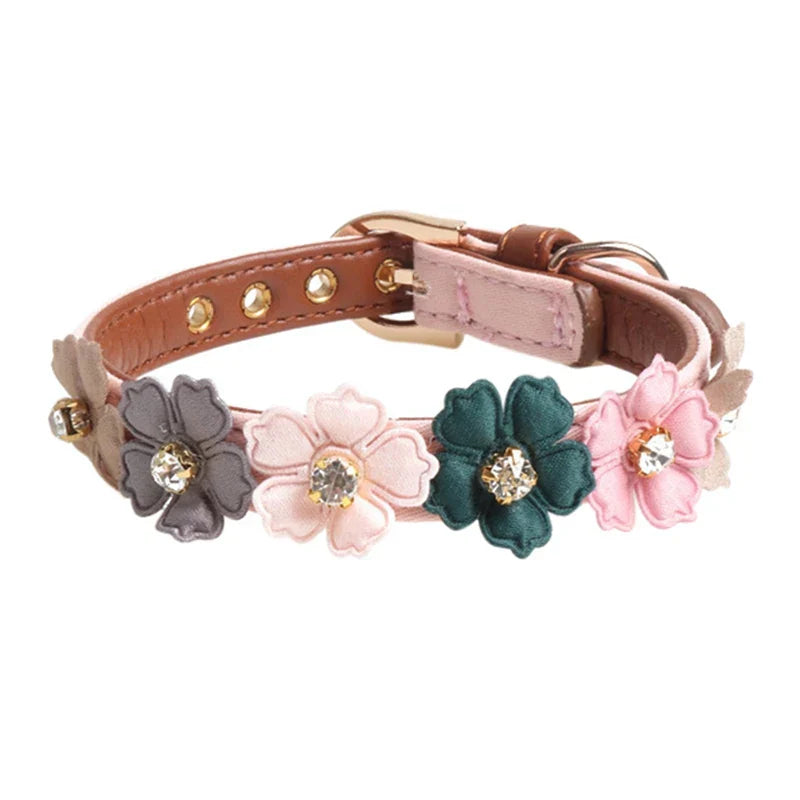 Paws & Claws Dog Flower Collar with Shiny Diamonds