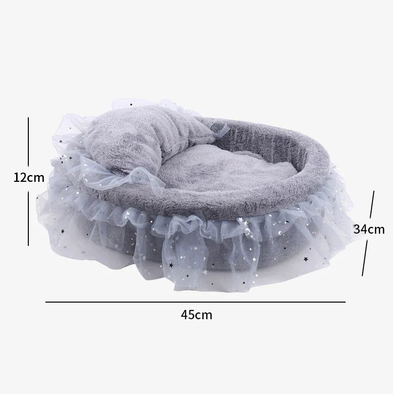 Paws & Claws Round Lace Princess Cat Bed